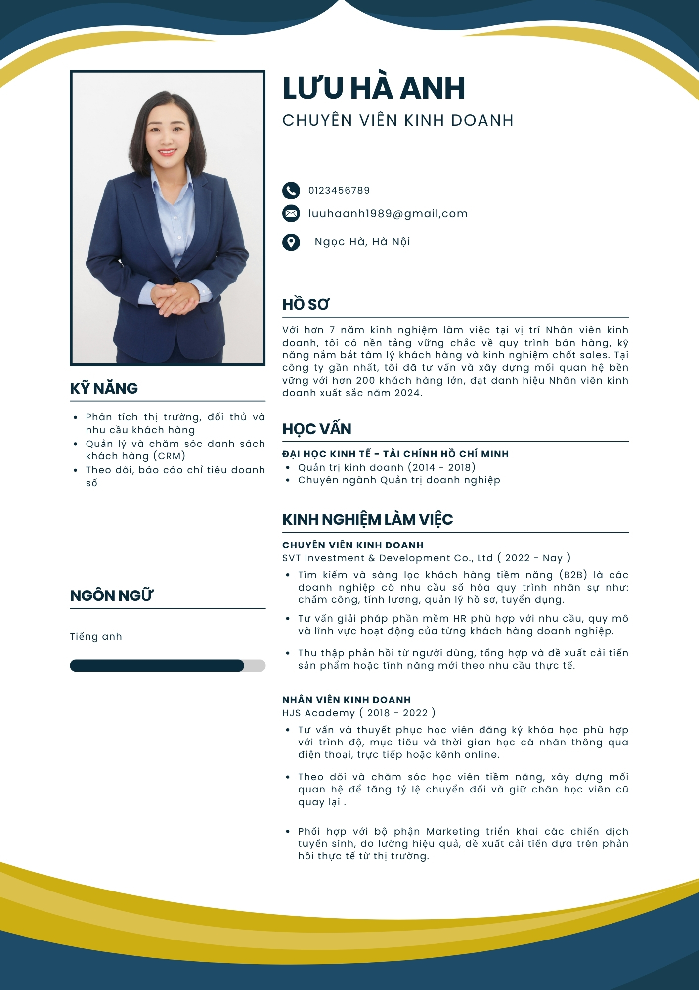 Mẫu CV xin việc nhân viên Sales 7