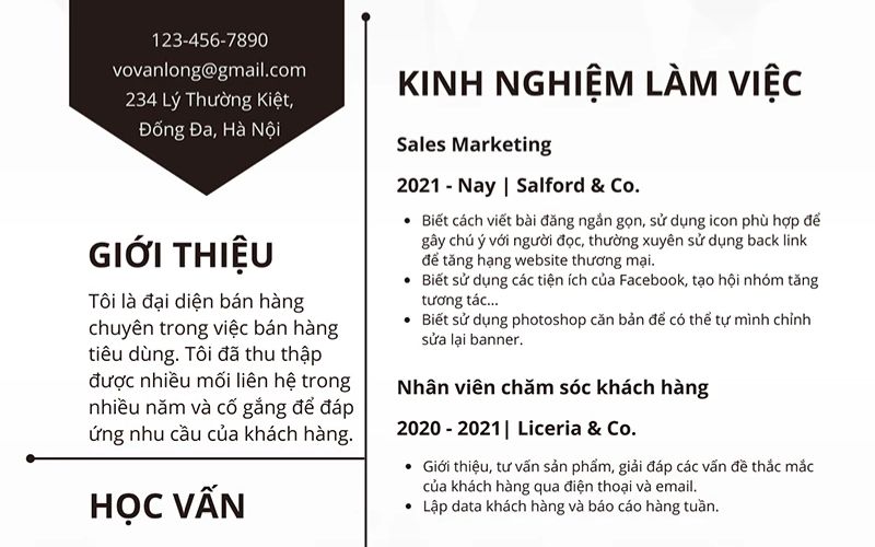 Trình bày kinh nghiệm liên quan giúp CV nhân viên sales ấn tượng hơn