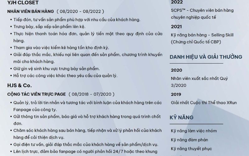 Nên thể hiện các thành tích bằng số liệu cụ thể để CV nhân viên sales trở nên thuyết phục hơn
