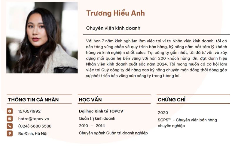 Ứng viên nên cung cấp thông tin cá nhân đầy đủ và rõ ràng