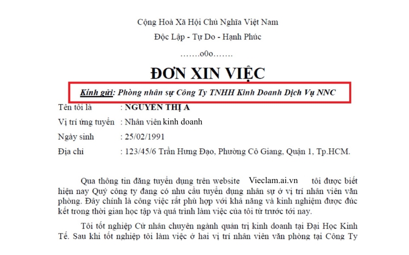 Phần “Kính gửi” quan trọng vì thể hiện sự tôn trọng, lịch sự và chuyên nghiệp