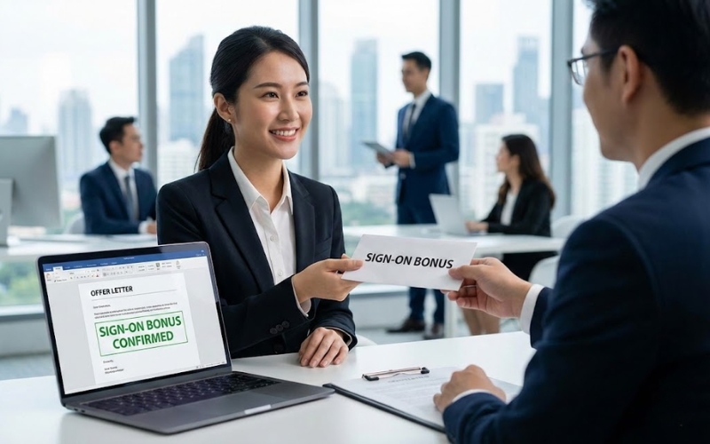 Sign-on bonus - Thưởng khi ký hợp đồng
