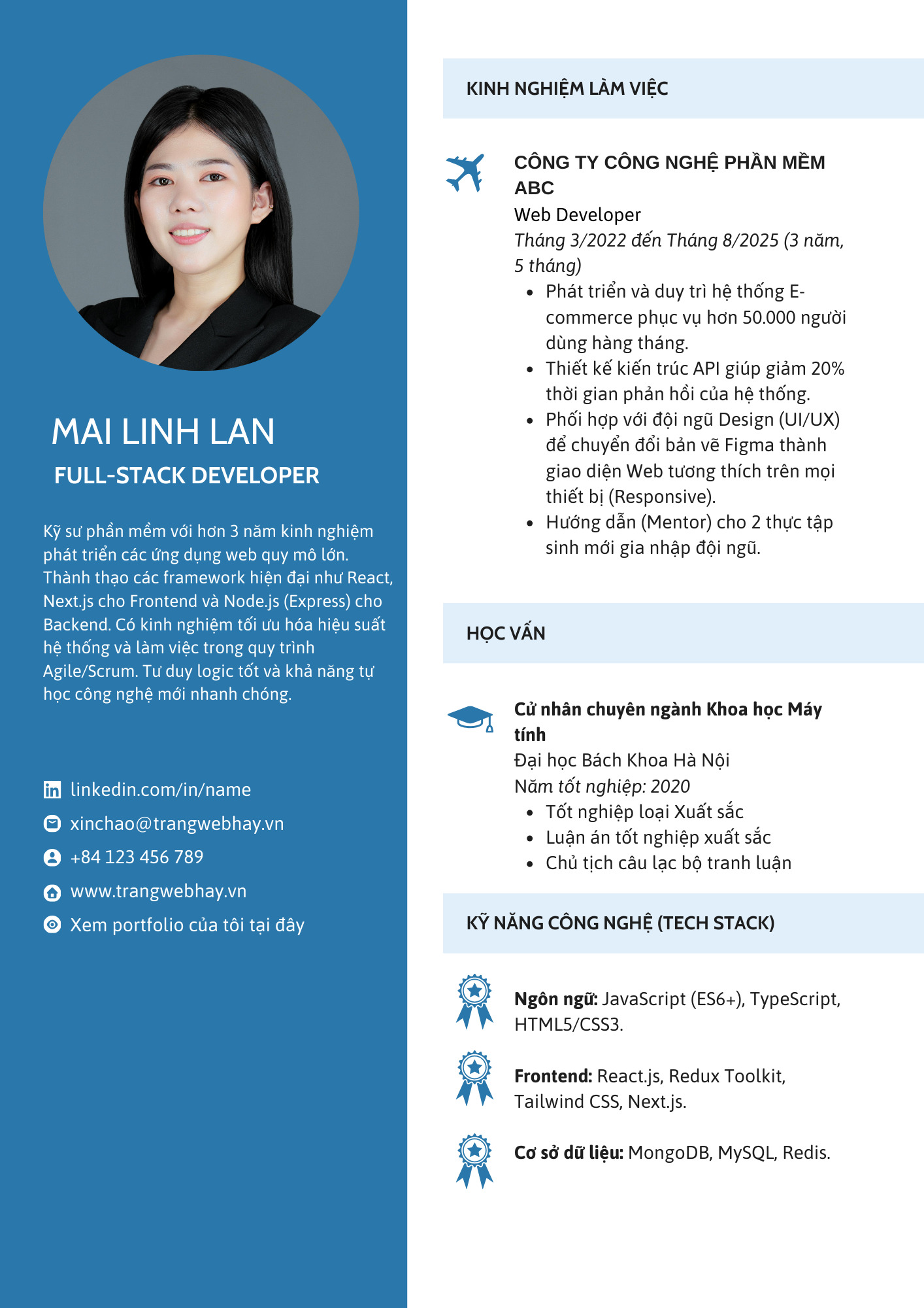 Mẫu CV nhân viên CNTT