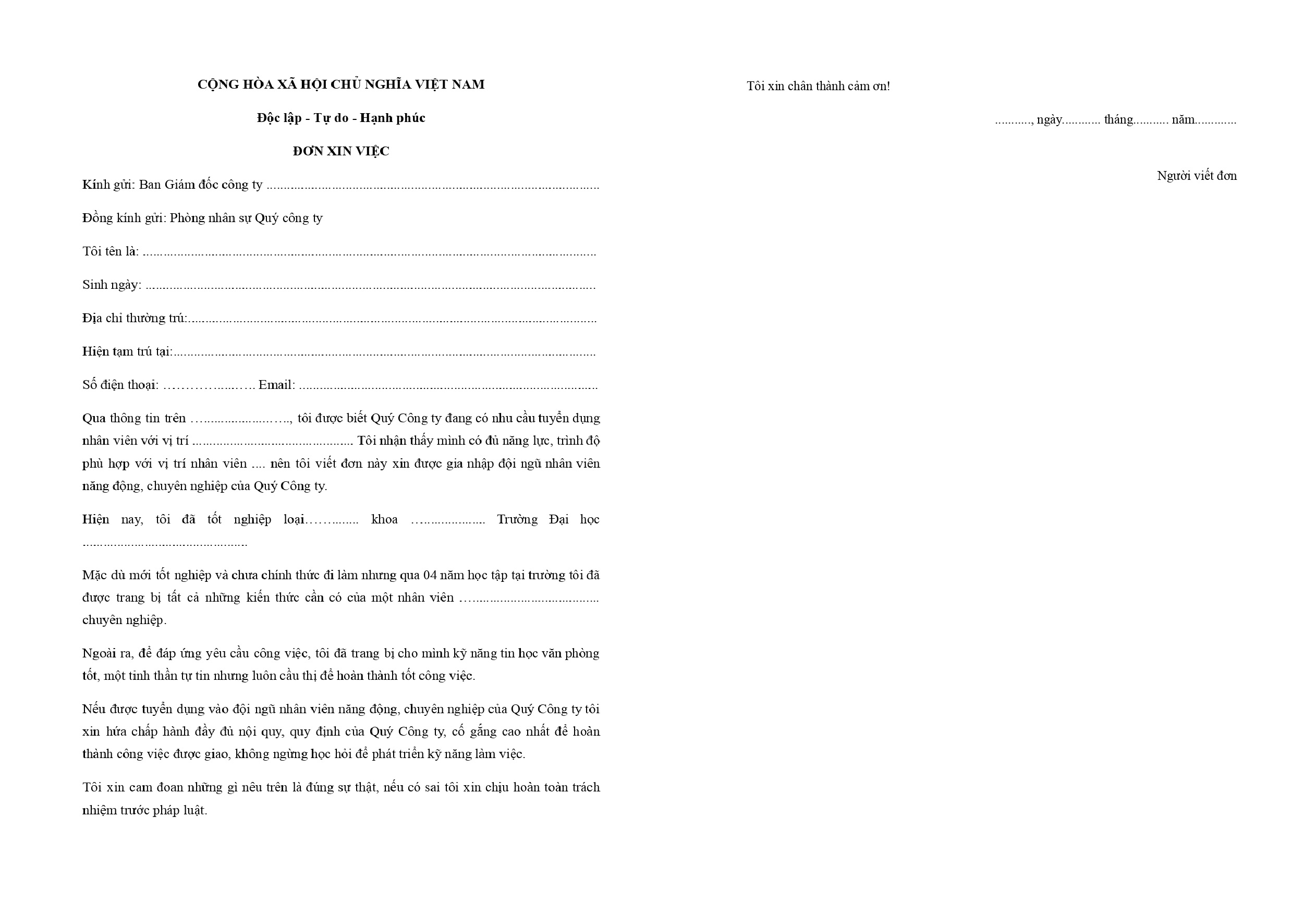 Sinh viên mới ra trường vẫn có thể gây ấn tượng với đơn xin việc viết tay mẫu phù hợp