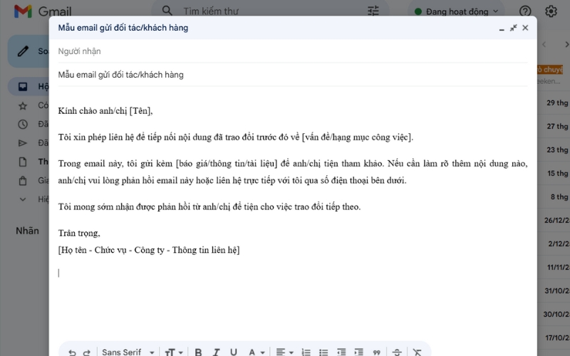 Các mẫu email phổ biến giúp bạn linh hoạt ứng dụng trong từng tình huống công việc